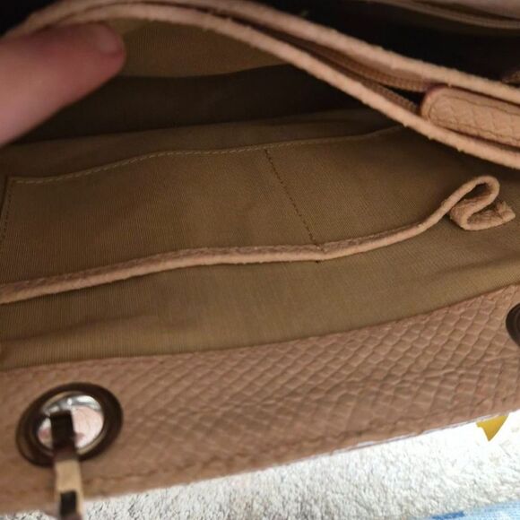 Talbots Blush Pink Genuine Italy Leather Tote Bag Snakeskin Embossed Purse - Picture 8 of 11